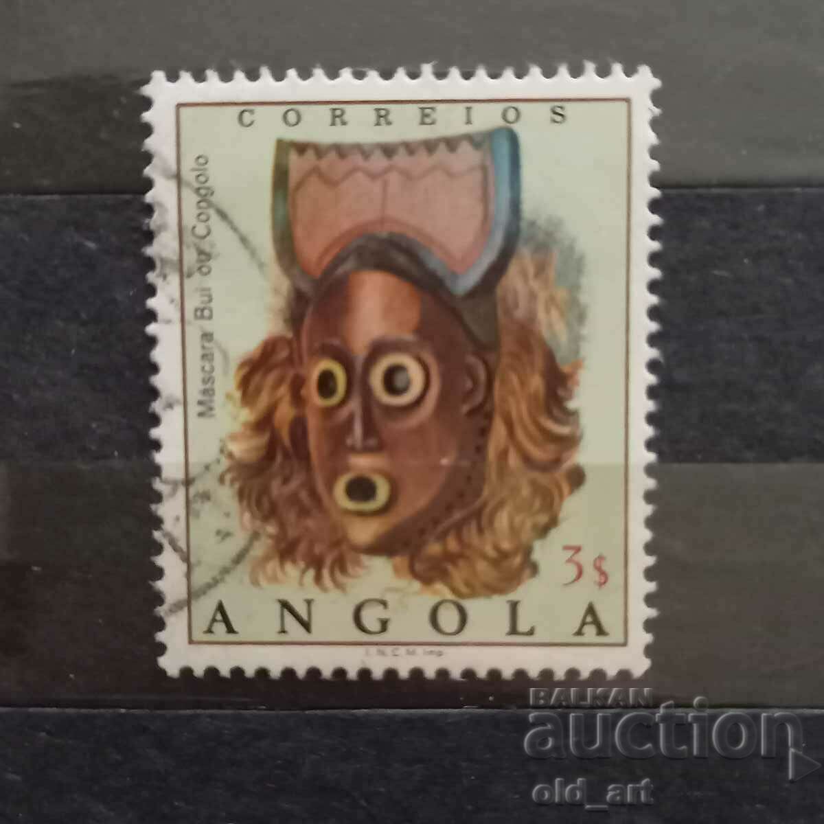 Пощенска марка - Ангола, 1976, Маска от дърво