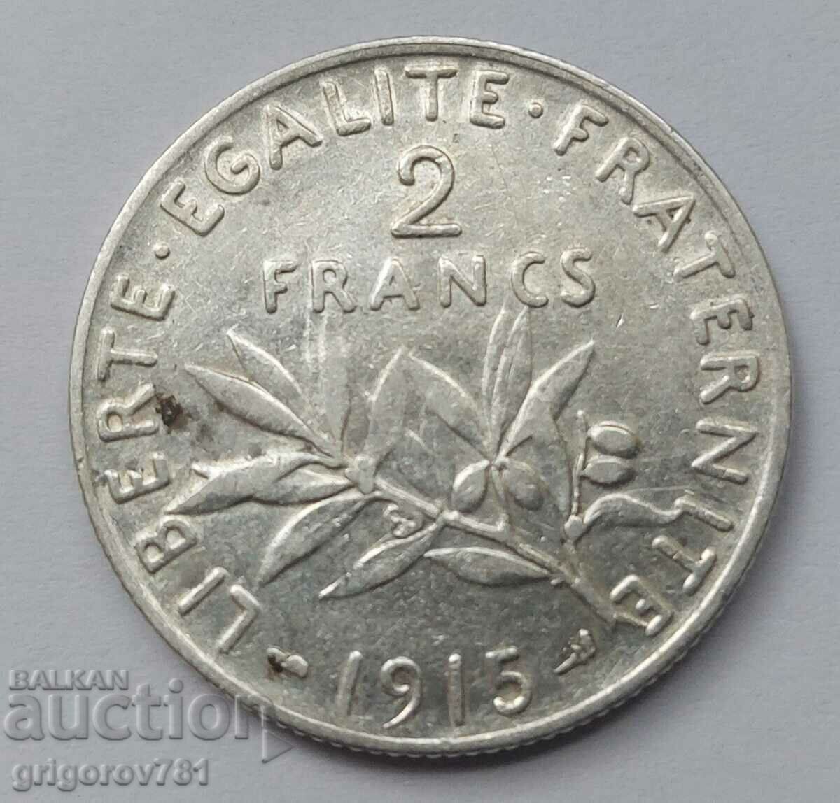 2 Φράγκα Ασήμι Γαλλία 1915 - Ασημένιο νόμισμα #55