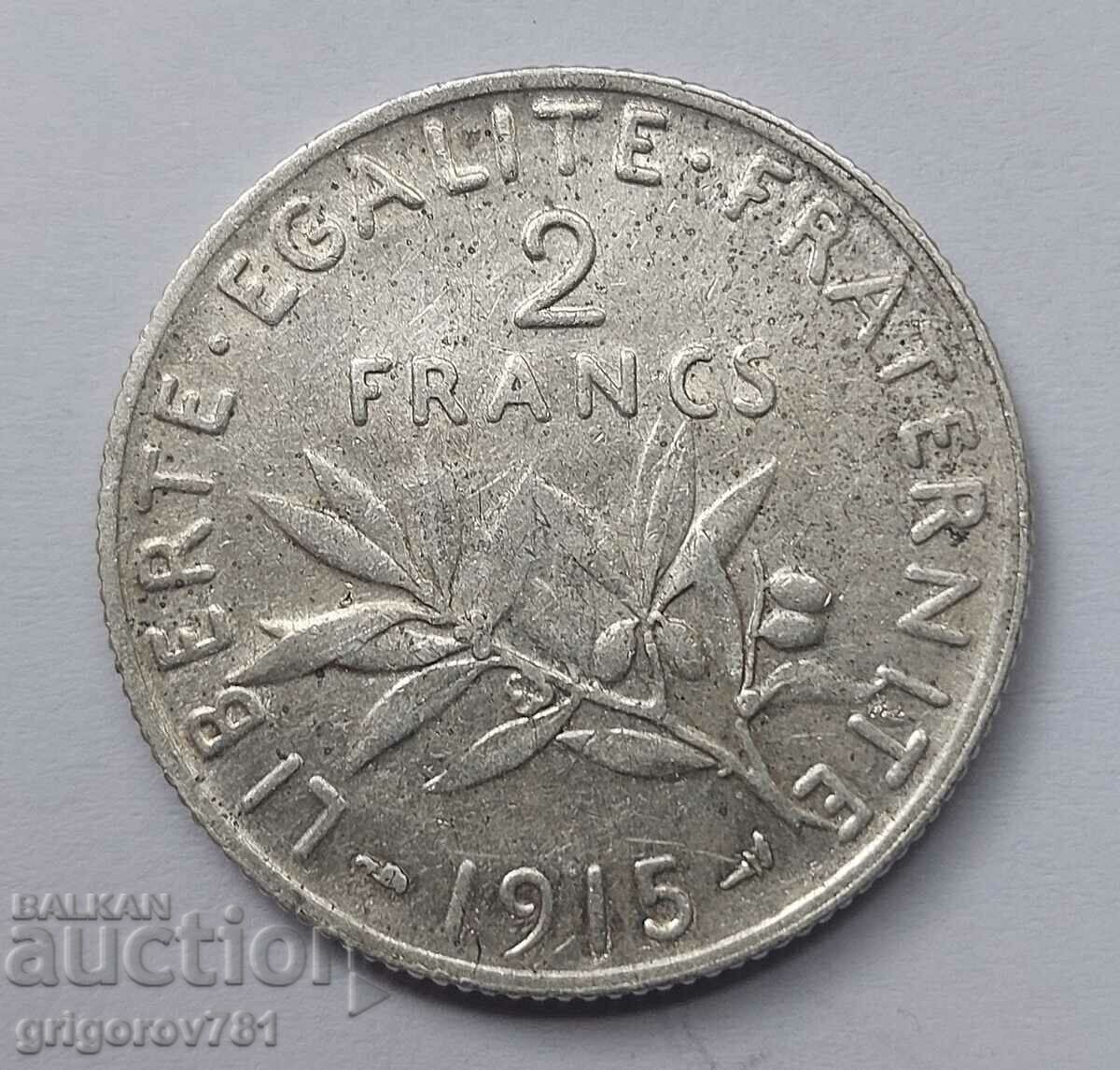 2 Francs Silver France 1915 - Silver Coin #57