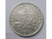 2 франка сребро Франция 1915 - сребърна монета #57