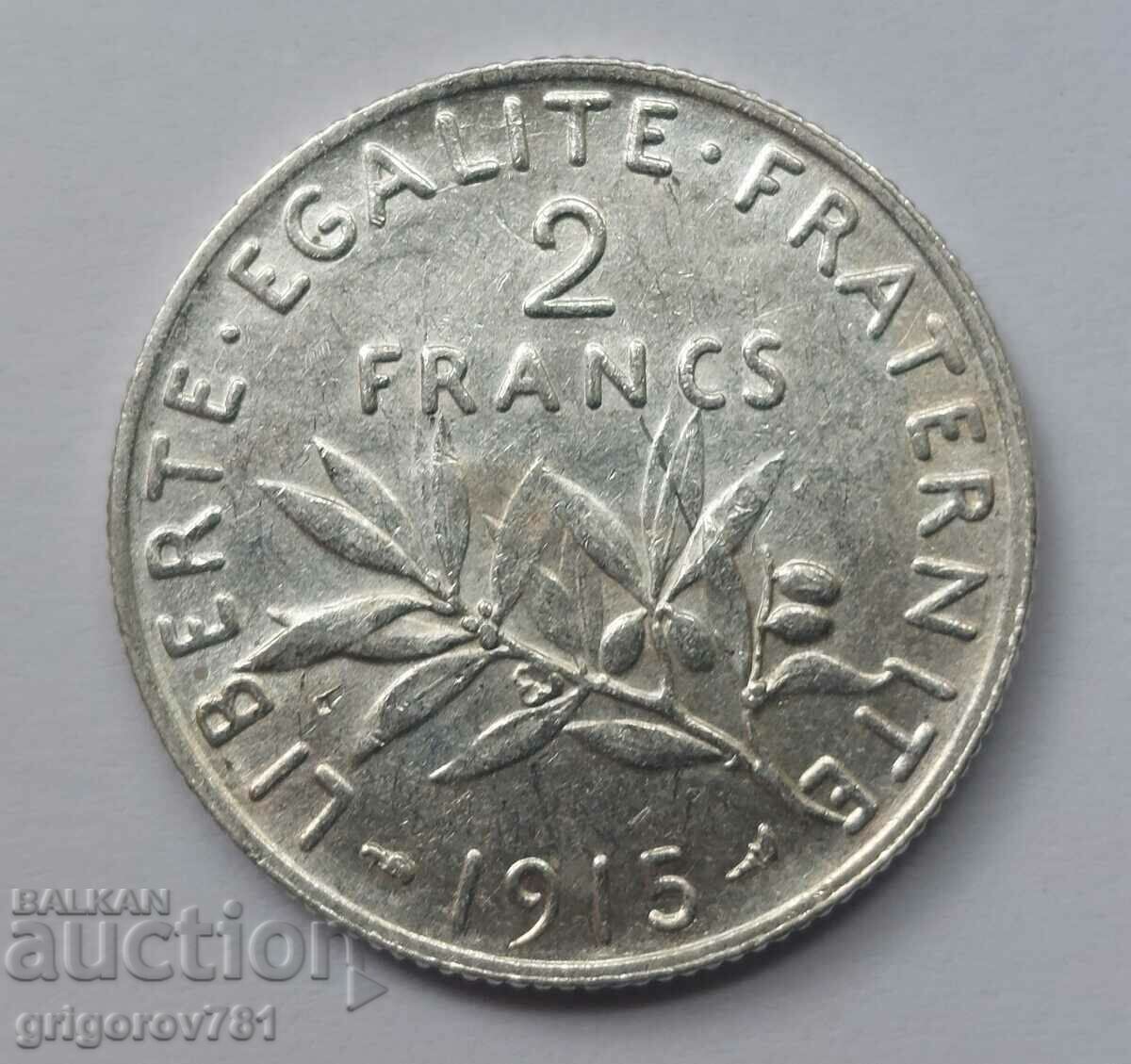 2 Φράγκα Ασήμι Γαλλία 1915 - Ασημένιο νόμισμα #58