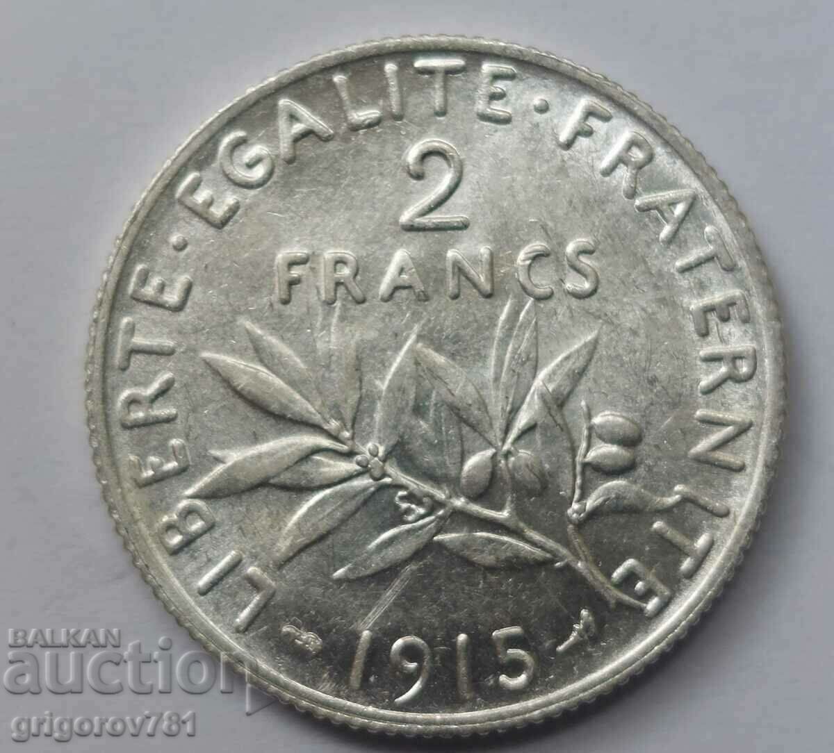 2 Francs Silver France 1915 - Silver Coin #59