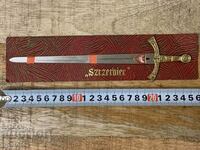 Стар метален меч,нож за писма с герб