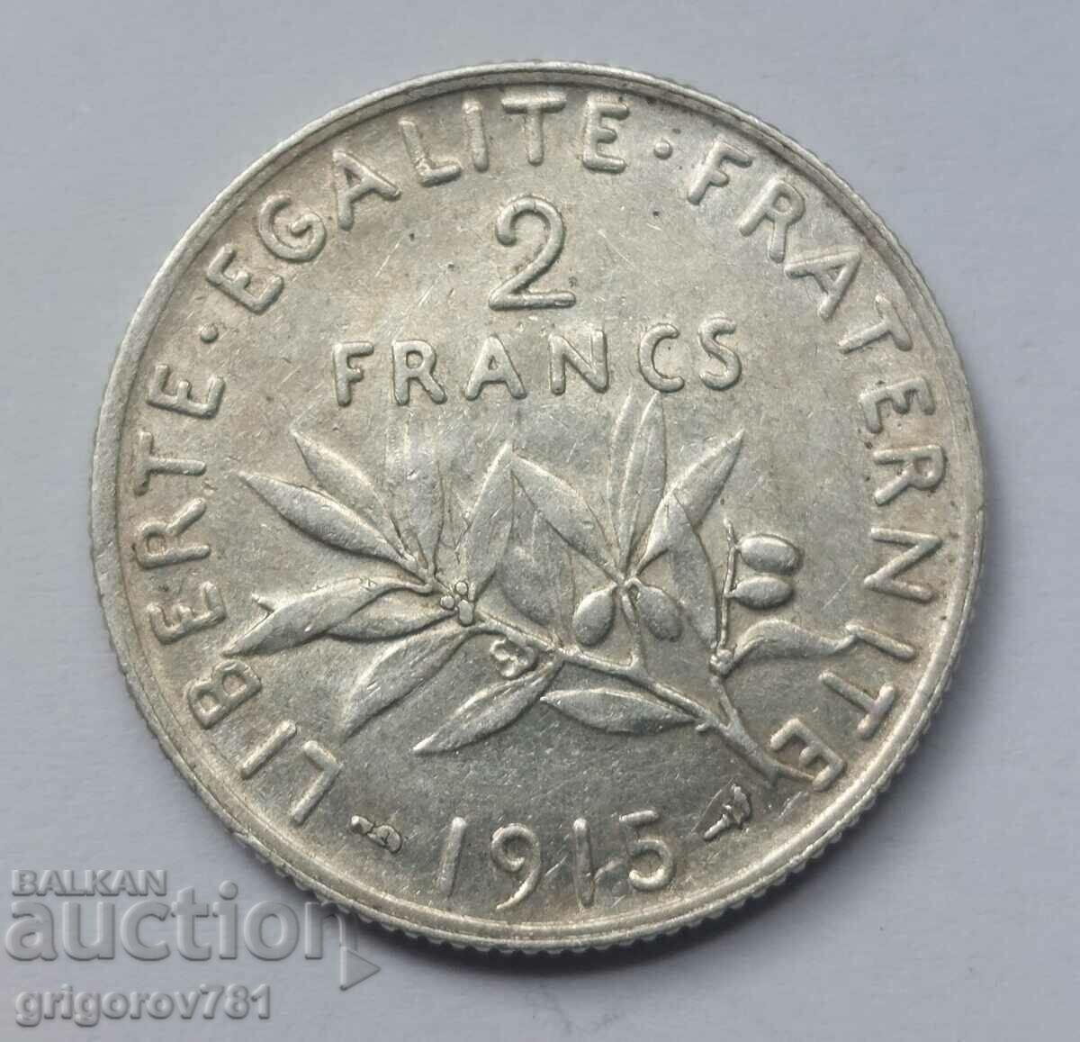 2 Φράγκα Ασήμι Γαλλία 1915 - Ασημένιο νόμισμα #60
