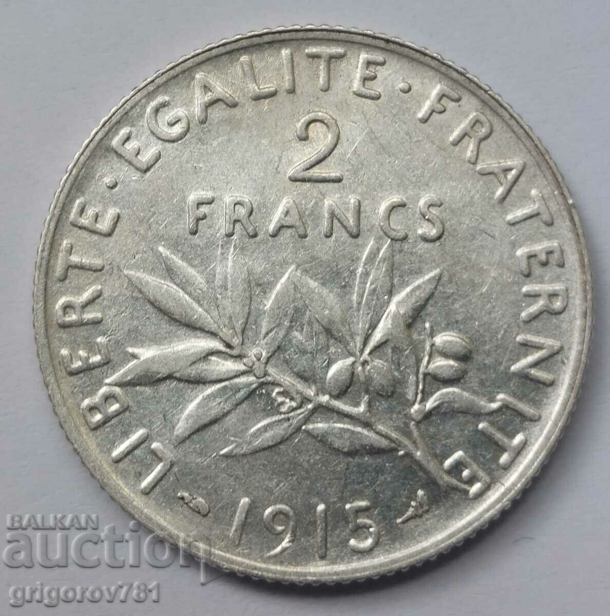 2 Φράγκα Ασήμι Γαλλία 1915 - Ασημένιο νόμισμα #64