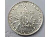2 Φράγκα Ασήμι Γαλλία 1914 - Ασημένιο νόμισμα #66