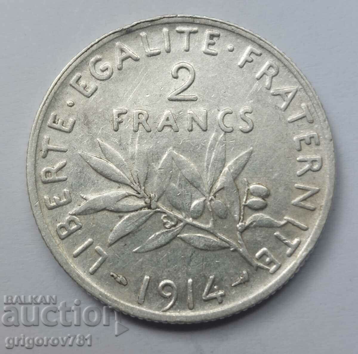 2 Φράγκα Ασήμι Γαλλία 1914 - Ασημένιο νόμισμα #67