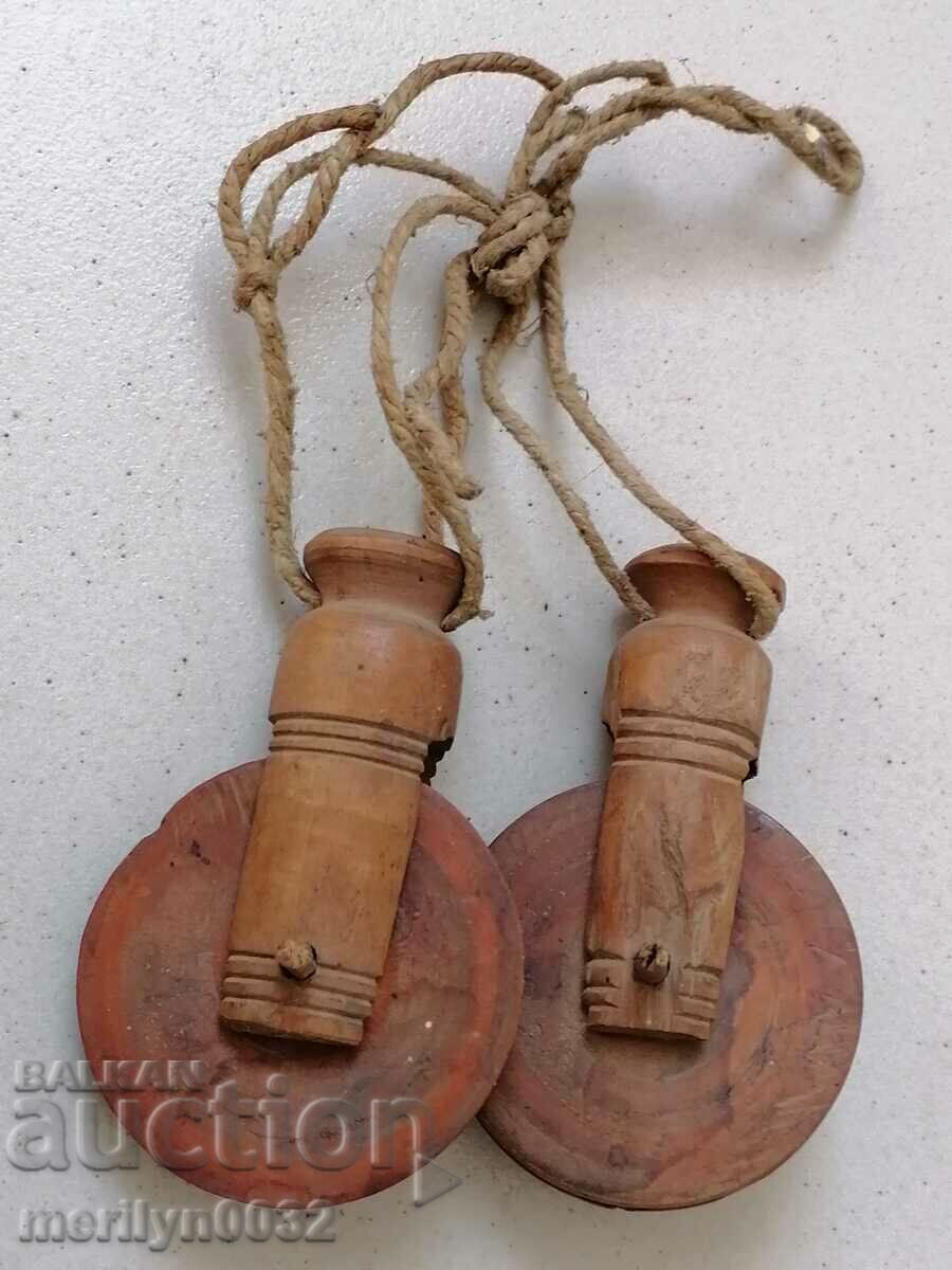 Old wood pulleys, polispast for loom, wooden, primitive with price 39.00 BGN | € 19.94 Old wood pulleys, polispast for loom, wooden, primitive with price 39.00 BGN | € 19.94