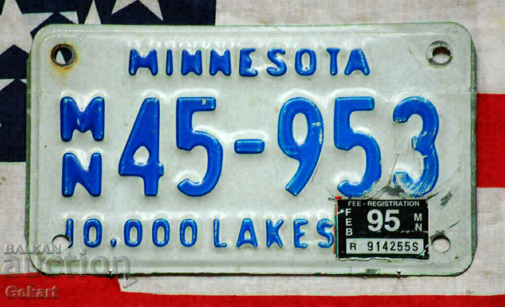 Американски мотоциклетен регистрационен номер Табела MINNESO