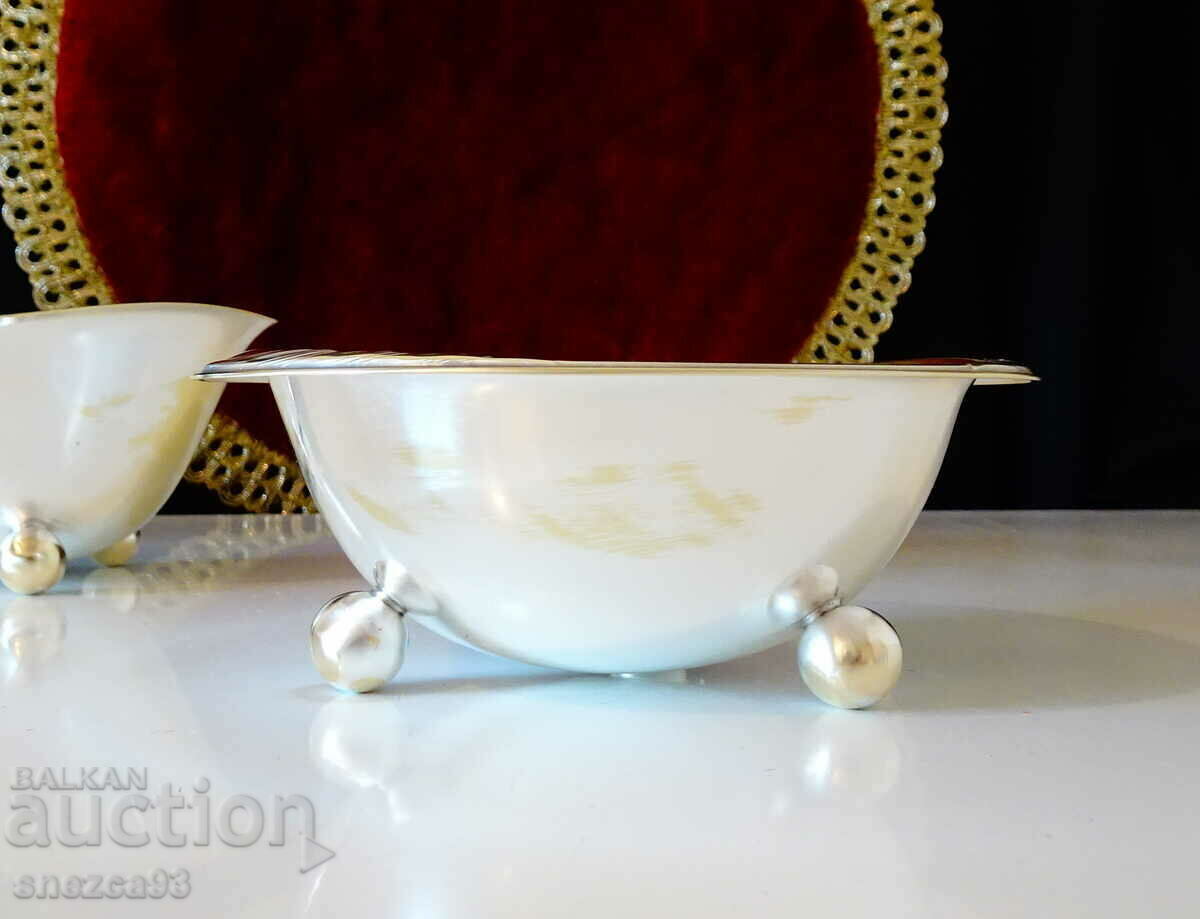 Auction  WMF silver-plated dish, mustard pot made of bronze, Baroque