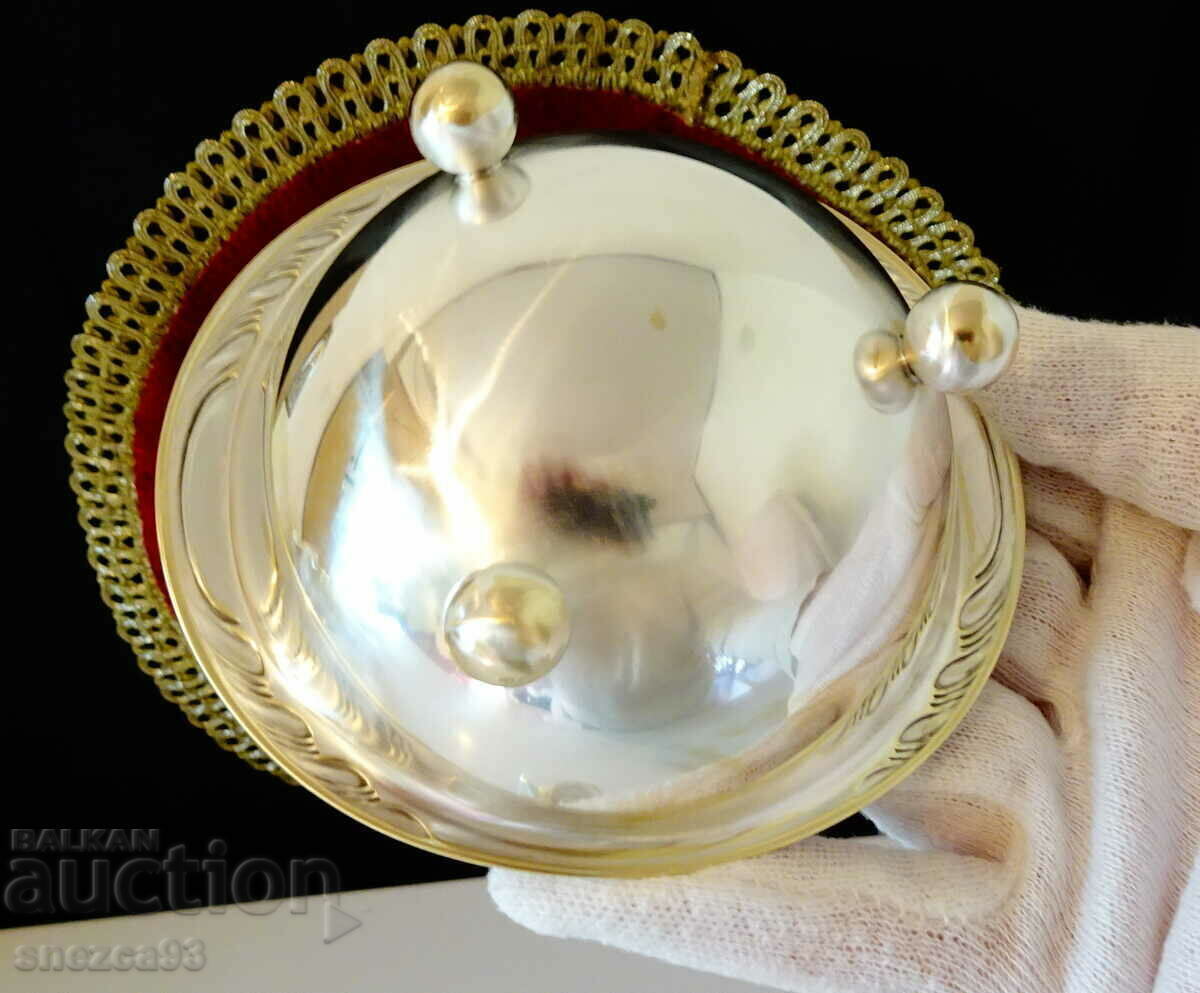 WMF silver-plated dish, mustard pot made of bronze, Baroque - 5