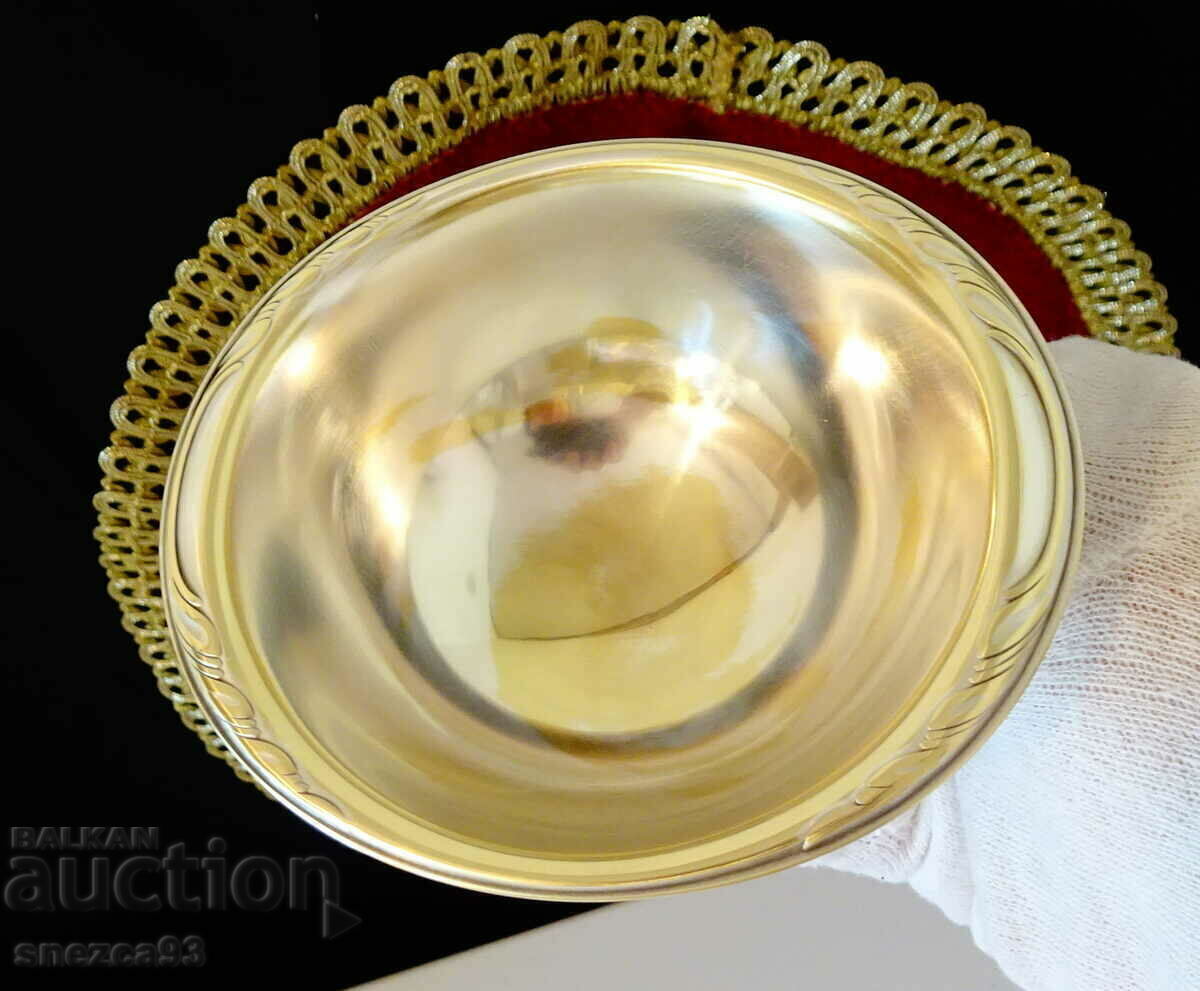 WMF silver-plated dish, mustard pot made of bronze, Baroque