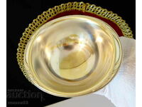WMF silver plated dish, brass mustard bowl.