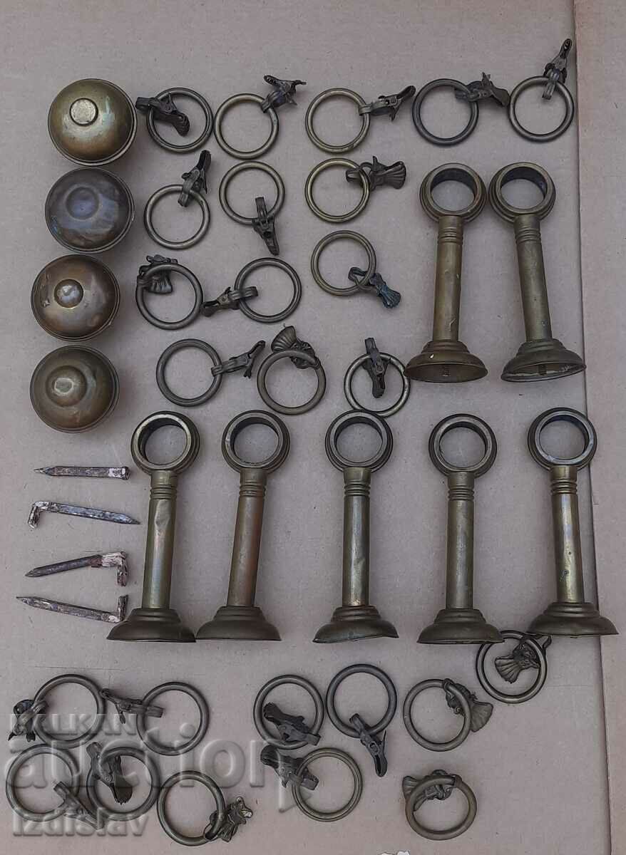Old brass parts for curtains and drapes