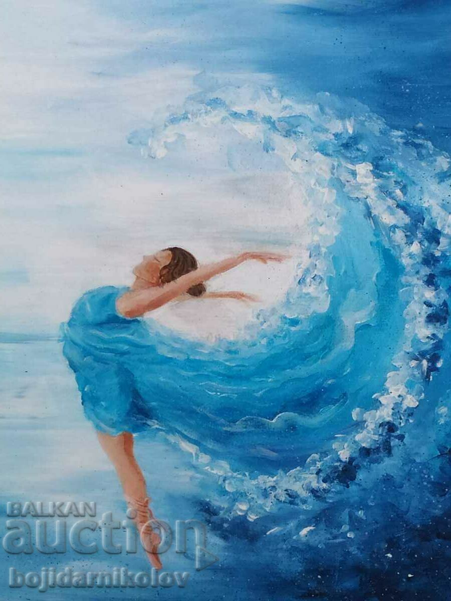 Балерина, абстрактна рисувана картина върху платно