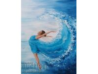 Балерина, абстрактна Авторска рисувана картина върху платно