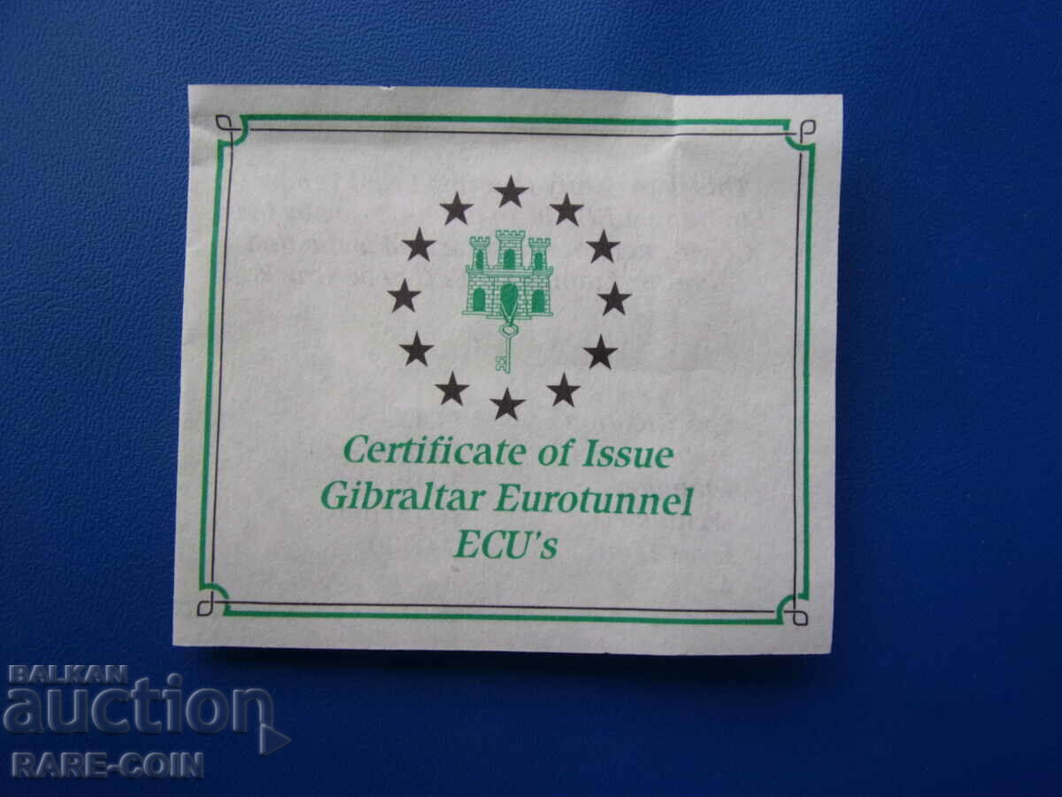 Аукцион RS(49) Гибралтар 14 екю 1993 със сертификат  PROOF UNC  Rare