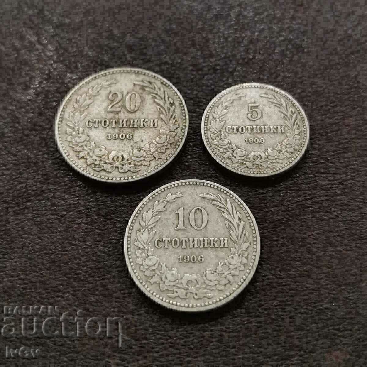 5, 10 și 20 de cenți 1906