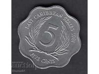 5 σεντς 1981 Ανατολή Καραϊβικής