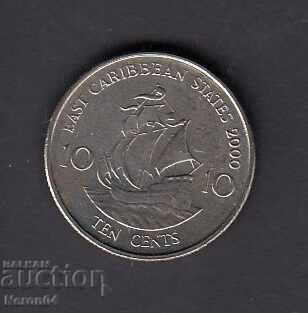 10 cenți 2000, statele din Caraibe de Est