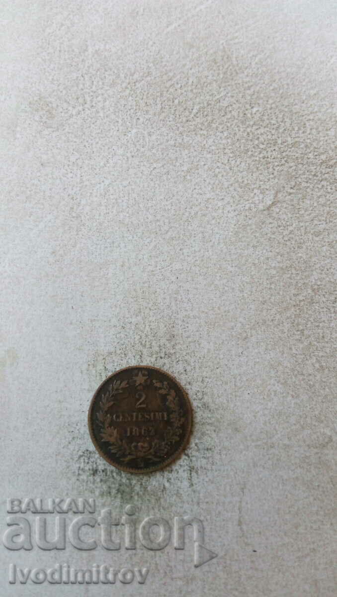 Italy 2 centesimi 1862 N