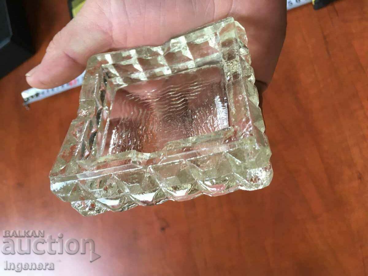 Auction  THICK GLASS ASHTRAY EMBOSSED FROM THE 70'S