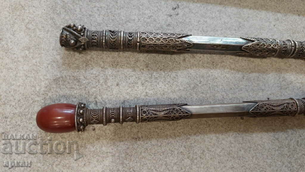 Silver cigarettes with amber - Ottoman Empire XIX century - 2 pcs with price 1500.00 BGN | € 766.94 Silver cigarettes with amber - Ottoman Empire XIX century - 2 pcs with price 1500.00 BGN | € 766.94