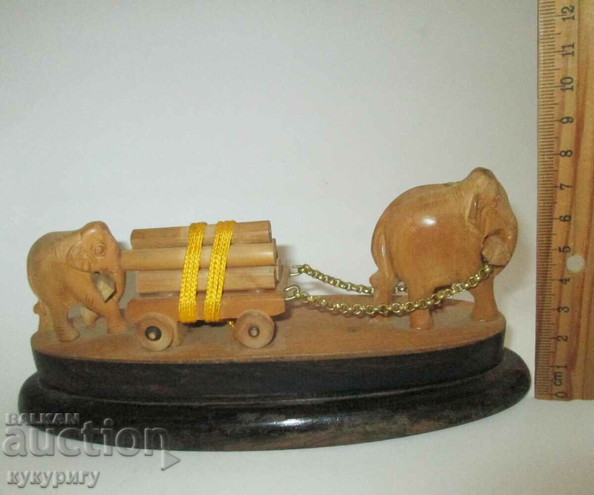 Old wooden figure statuette composition elephant and baby elephant with price 80.00 BGN | € 40.90 Old wooden figure statuette composition elephant and baby elephant with price 80.00 BGN | € 40.90