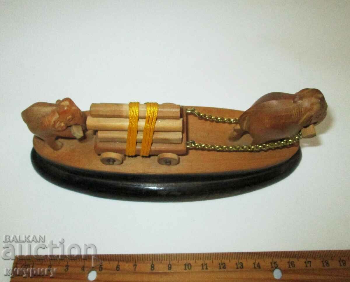 Auction Old wooden figure statuette composition elephant and baby elephant Auction Old wooden figure statuette composition elephant and baby elephant