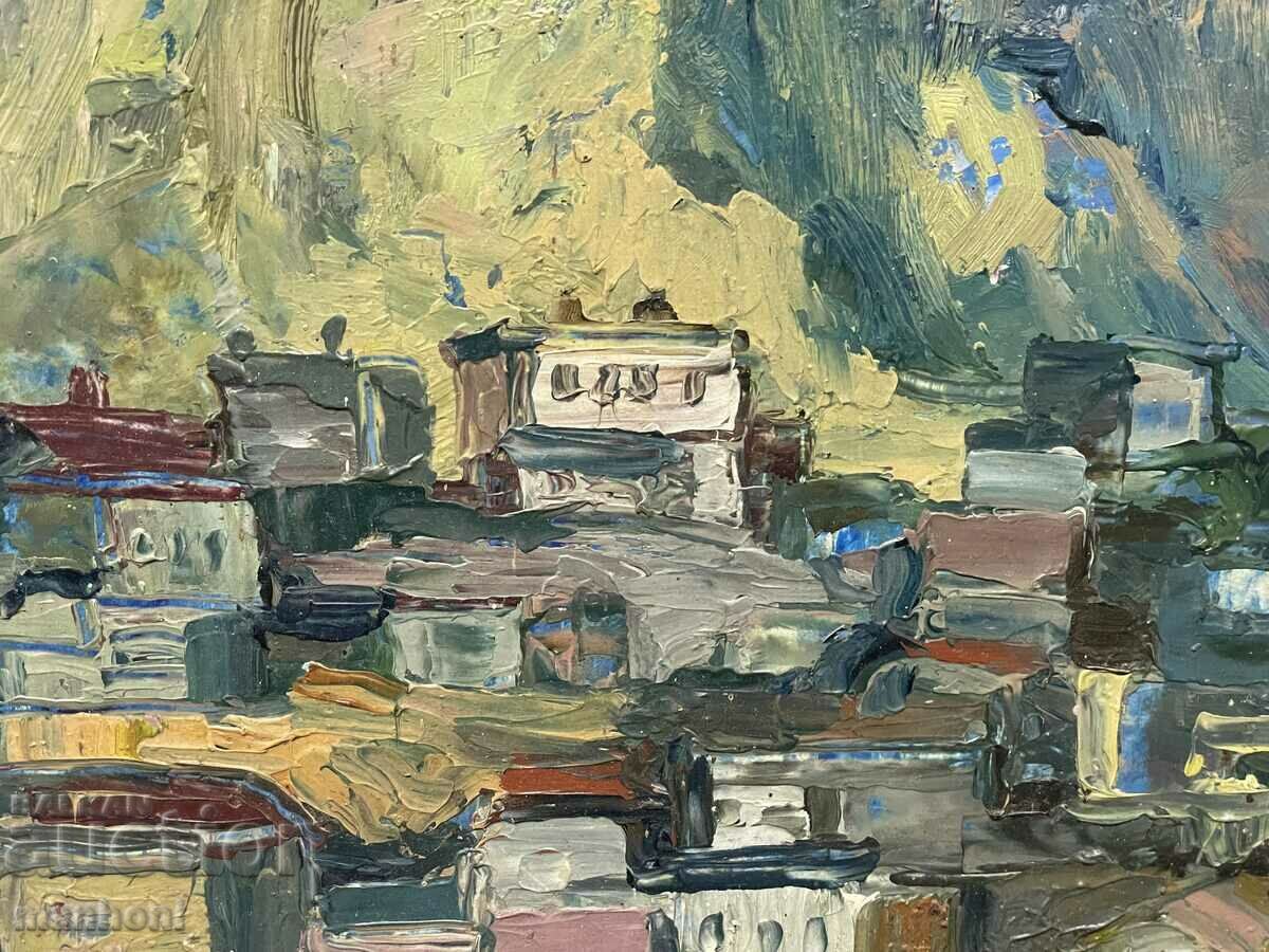 1575 Petar Kolev Melnik oil with dedication R. 40/40 cm. with price 470.00 BGN | € 240.31