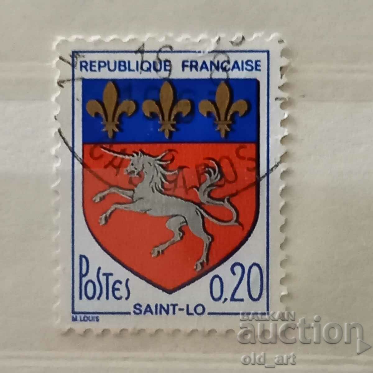 Marca poștală - Franța, Stema, 1966