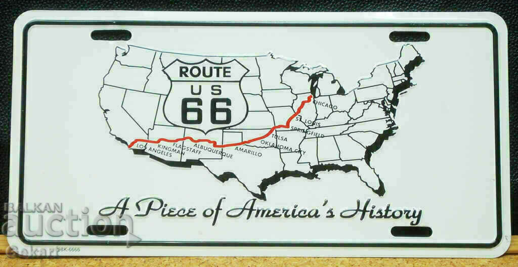 Placă metalică ROUTE 66 US O bucată din istoria americanilor