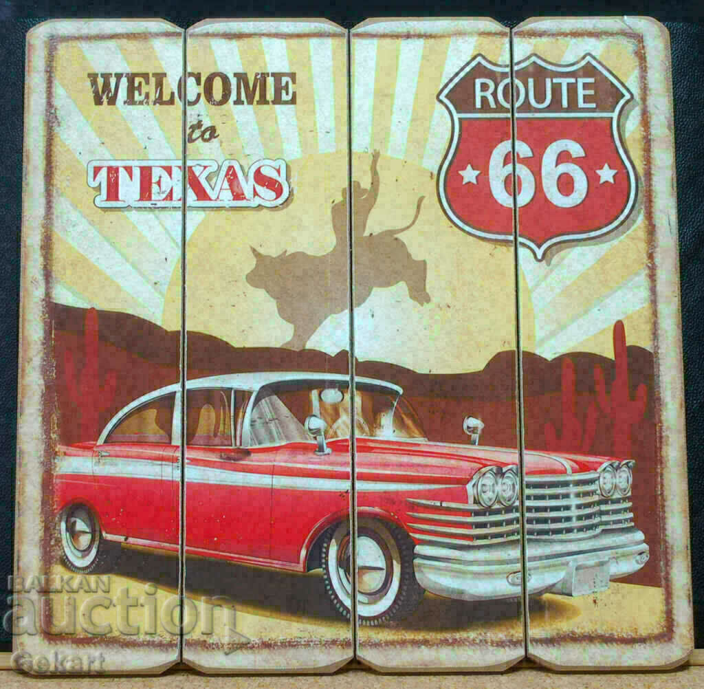 Дървена Табела WELCOME to TEXAS - ROUTE 66