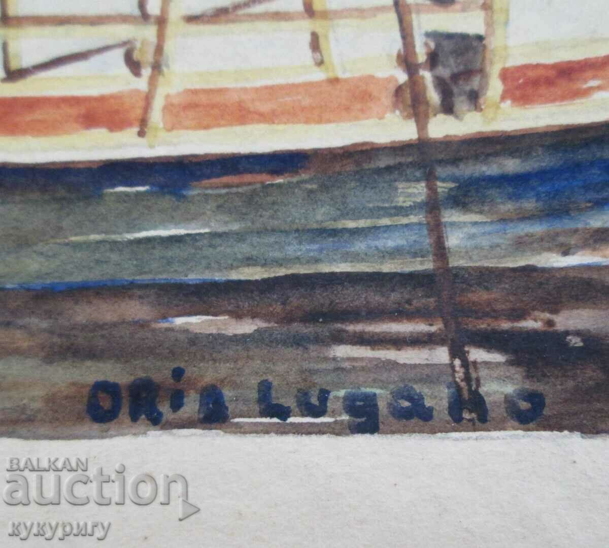 Auction Old painting watercolor drawing landscape signed and dated Auction Old painting watercolor drawing landscape signed and dated