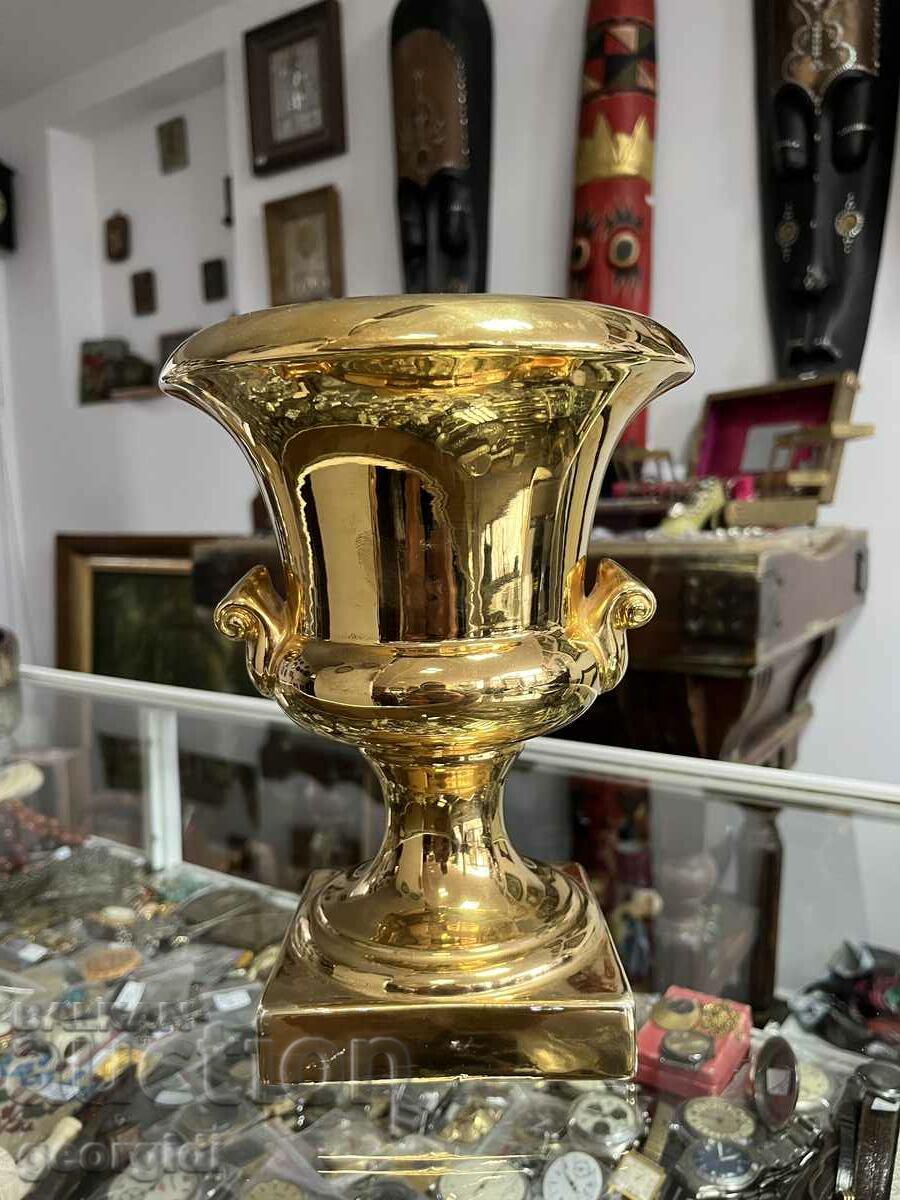 A thick gilt porcelain vase. #3047
