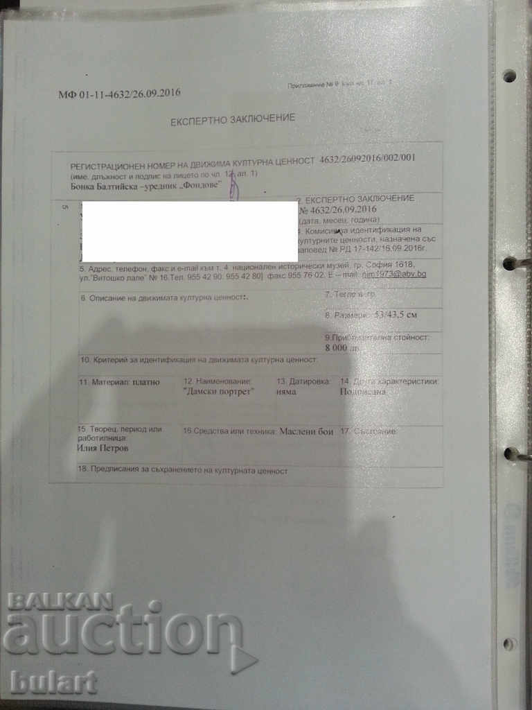 Painting "Lady Portrait" Iliya Petrov.Parked.Identification - 5 Painting "Lady Portrait" Iliya Petrov.Parked.Identification - 5