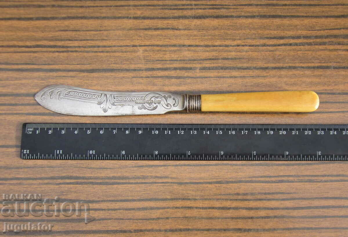 antique silver knife with ornaments and ivory handle - 7 antique silver knife with ornaments and ivory handle - 7