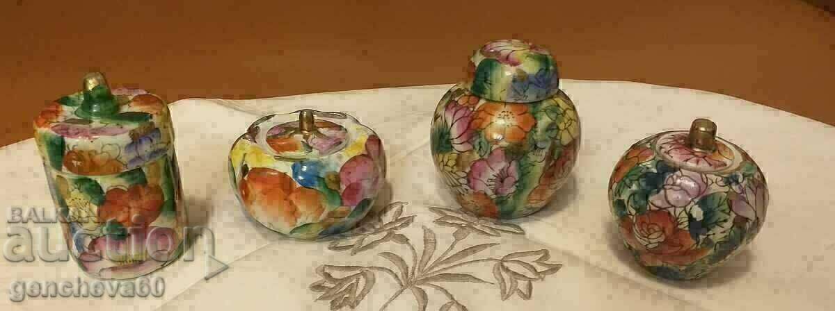Delivery of Vintage painted, colorful porcelain jars and vase