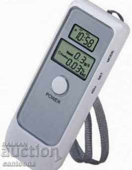 Dreger-type digital alcohol tester, clock, alarm, thermometer