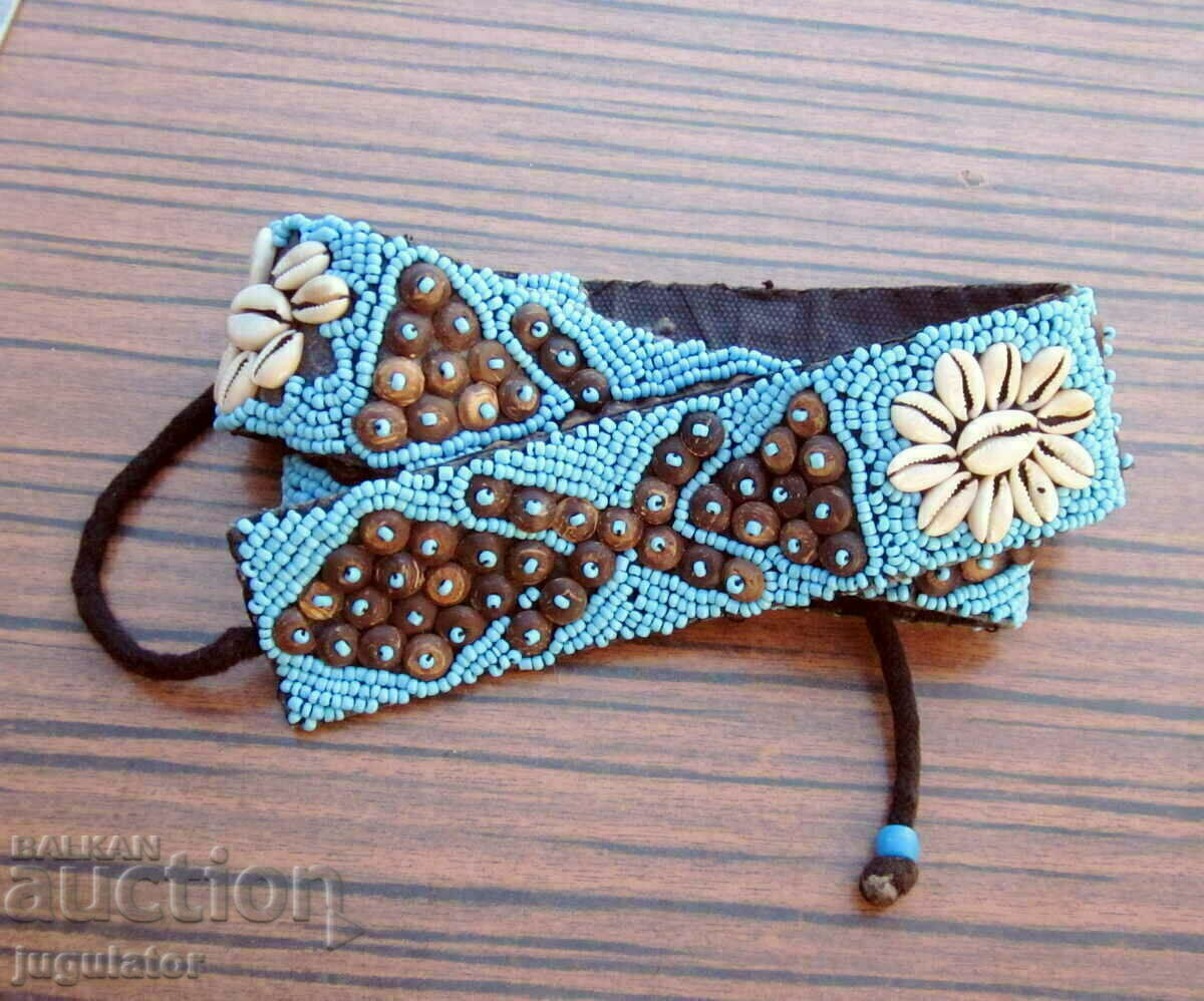 Auction folk bead belt embroidered with glass beads Auction folk bead belt embroidered with glass beads