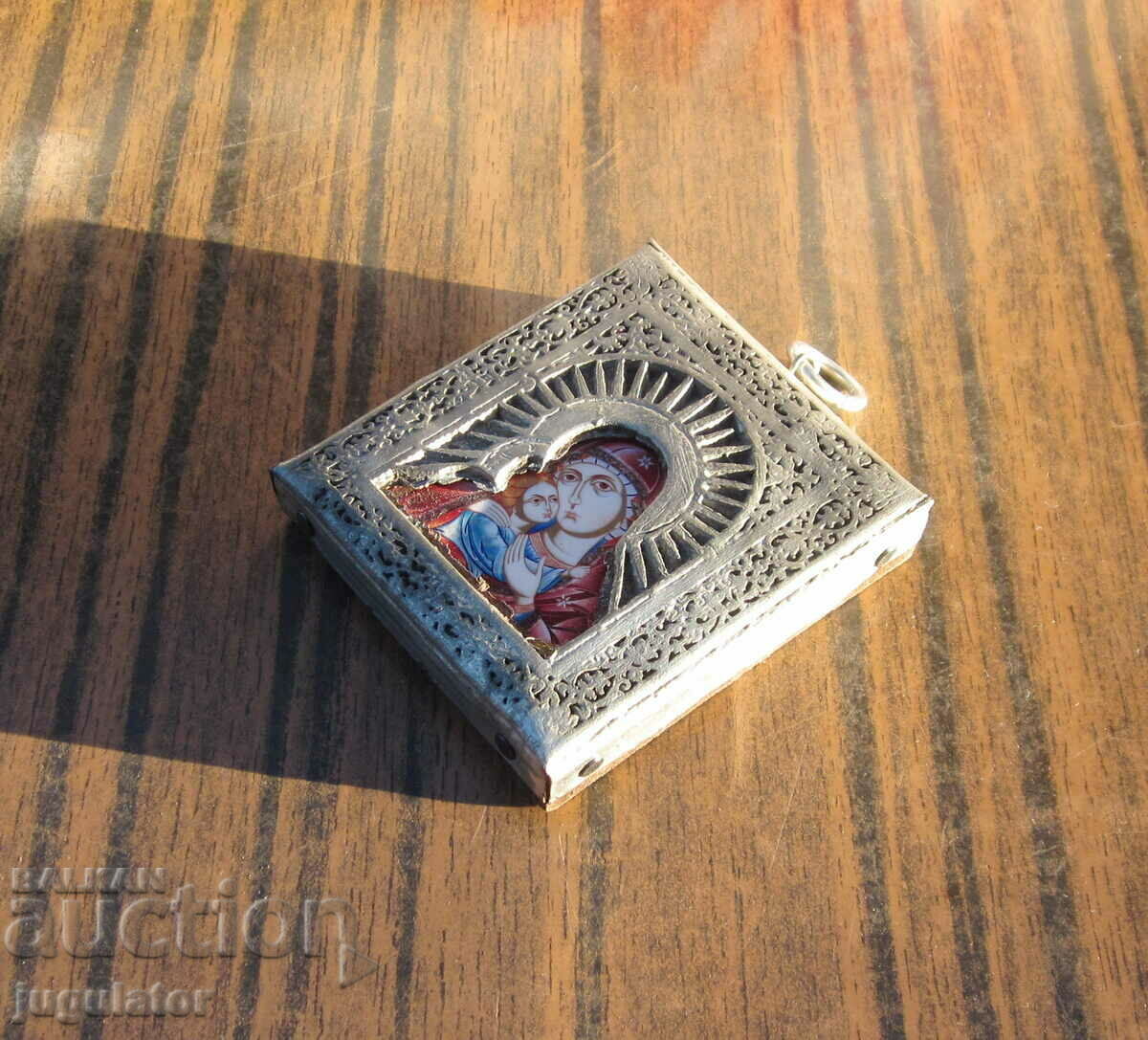 Auction Mother of God Virgin Mary antique home small icon with hardware Auction Mother of God Virgin Mary antique home small icon with hardware