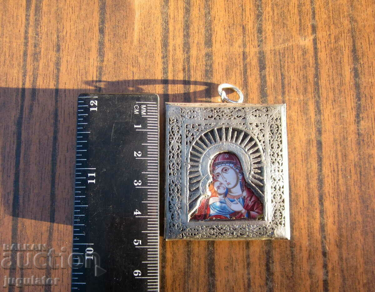 Mother of God Virgin Mary antique home small icon with hardware - 5 Mother of God Virgin Mary antique home small icon with hardware - 5