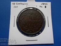 RS(50) Ιταλία 10 Cent 1893 Σπάνιο
