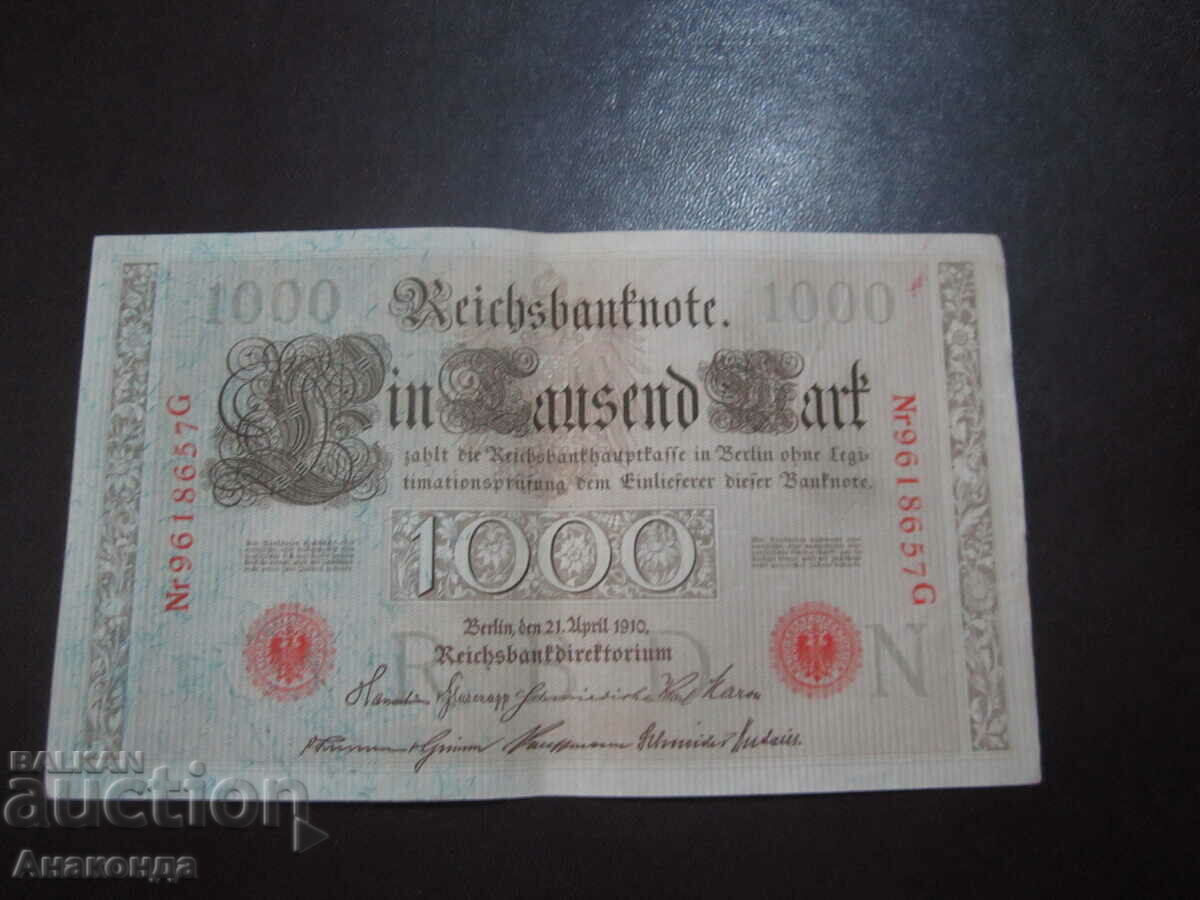1910 1000 marks Germany red stamp series G