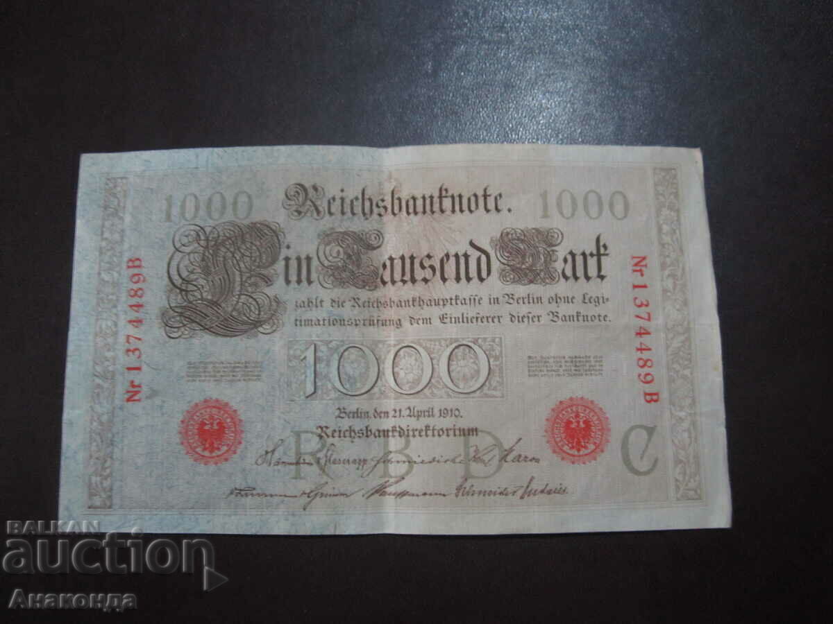 1910 1000 marks Germany red stamp series B