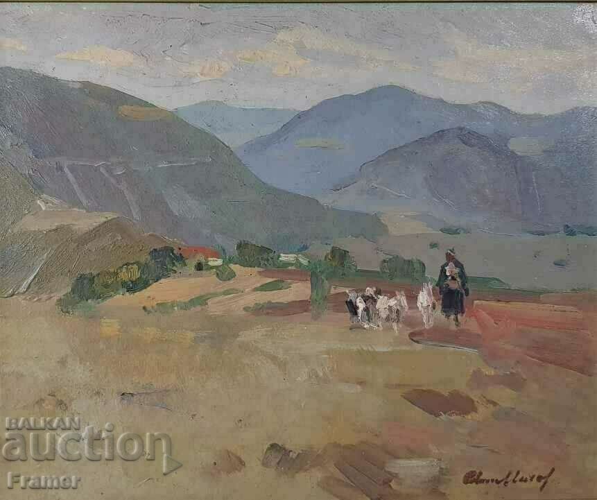 Delivery of Atanas Mihov Landscape with a shepherd from the village of Bov, 1940s