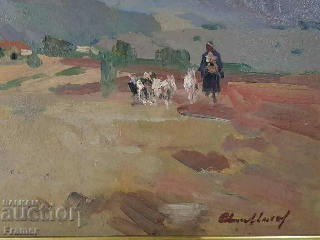 Atanas Mihov Peisaj cu un cioban din satul Bov, anii 1940 - 6 Atanas Mihov Peisaj cu un cioban din satul Bov, anii 1940 - 6