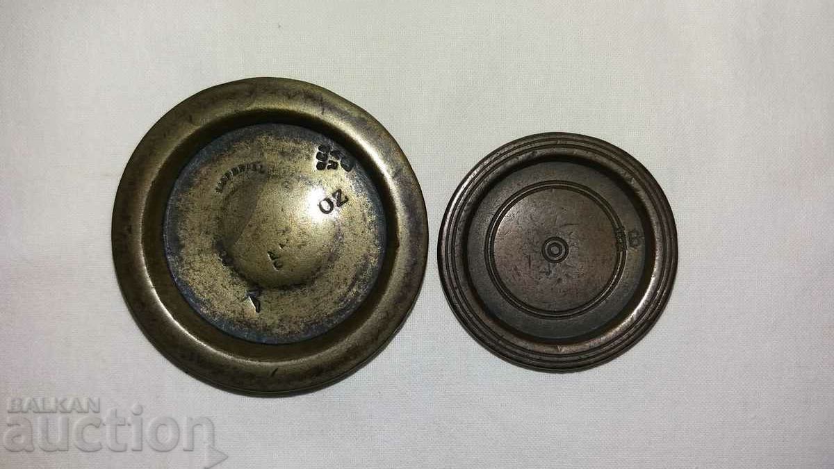 Old bronze weights for weighing scales