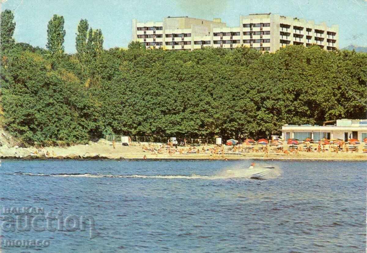 Old postcard - Druzhba Resort, Grand Hotel "Varna" with the beach