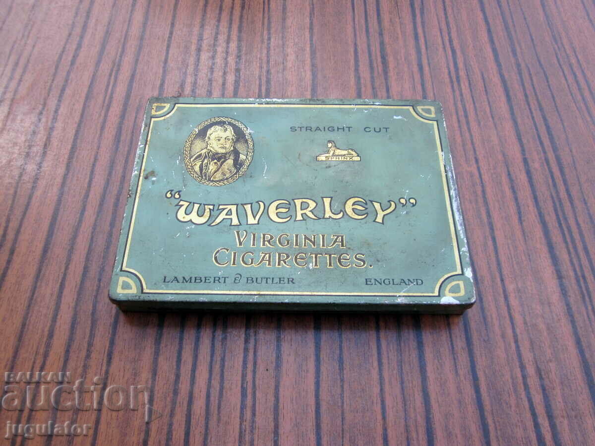 Licitație cutie din tablă metalică veche țigări WAVERLEY Licitație cutie din tablă metalică veche țigări WAVERLEY